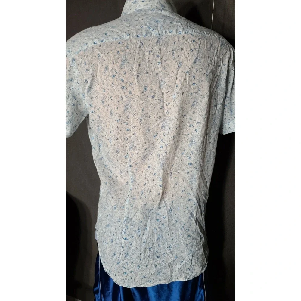 BESPOKE Mens Paisley Navy Blue Button Up Dress Shirt Size Medium @15 fitted